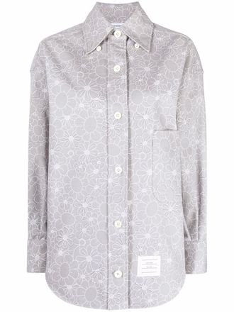Thom Browne Blouse met bloemenprint - Grijs