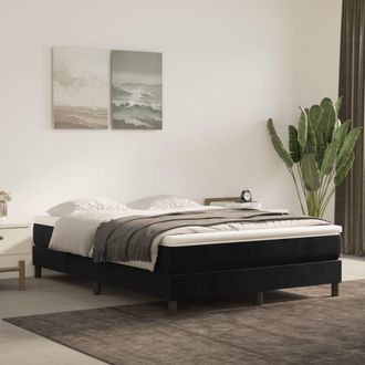 vidaXL Cama Box Spring Con Colch&oacute;n Terciopelo Negro 140x190 Cm Vidaxl