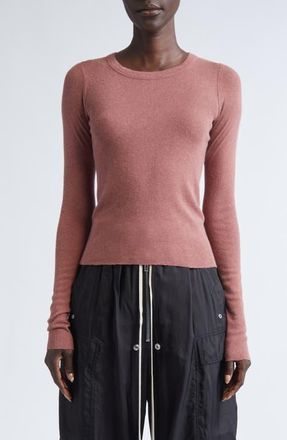 Rick Owens Long Sleeve Rib Crop T-Shirt in Rosewood at Nordstrom, Size 8 Us
