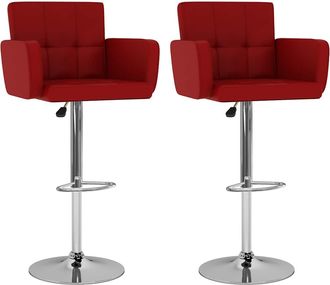 vidaXL Vidaxl - Taburetes De Cocina 2 Unidades Cuero Sint&eacute;tico Rojo Vino Tinto