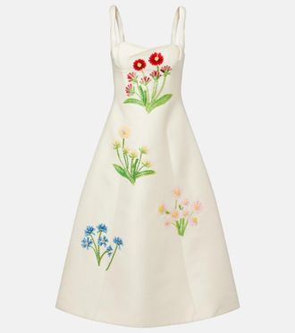 LEO LIN Beatrice embellished wool and silk midi dress