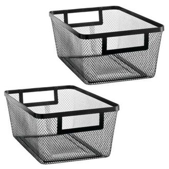 mDesign Metal Mesh Pantry Basket with Handles - Set of 2 - Matte Black at Nordstrom