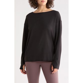 Zella On the Move Cocoon Long Sleeve T-Shirt in Black at Nordstrom Rack, Size X-Small