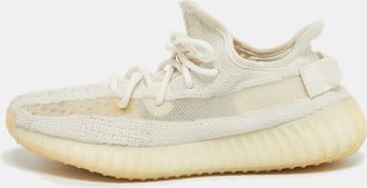 adidas White Knit Fabric Boost 350 V2 Bone Sneakers Size 39 1/3