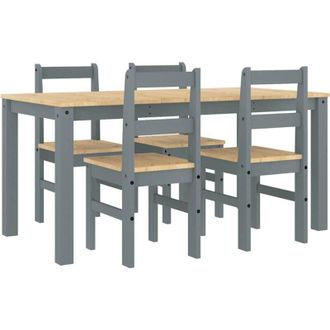 vidaXL Vidaxl - 5 Piece Dining Set Panama Grey Solid Wood Pine