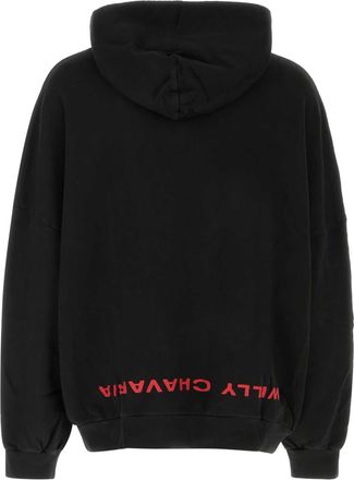 Willy Chavarria Mens Black Cotton Oversize Welcome To America Sweatshirt Exterior: Felpe Sweater