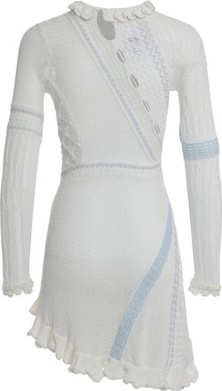 Roberta Einer Womens Knitted Dress With Long Sleeves White Cotton