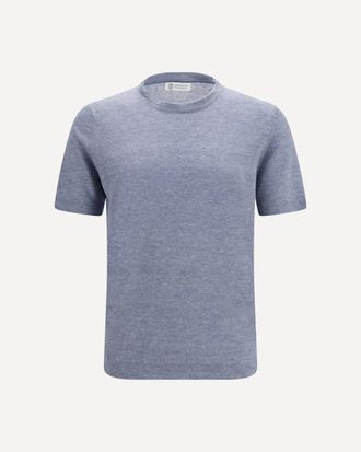 Brunello Cucinelli Linen and cotton crewneck T-shirt Male 48
