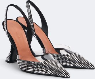 Amina Muaddi Lara embellished suede slingback pumps