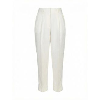 PESERICO Peserico, Tapered Trousers, female, White, Size: XS Cuffed Pleated Trousers