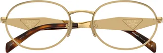 Prada Gold Oval Metal Frame Sunglasses With Tortoiseshell Tips