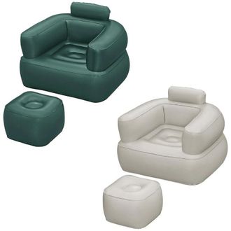 Trade Shop TrAdE Shop Traesio - Poltrona Gonfiabile Relax Comfort Con Braccioli Pouf Poggiapiedi Comfi Cube 107x99x80cm
