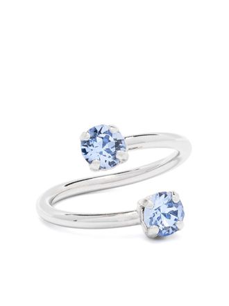 Justine Clenquet Juno crystal-embellished mid ring - women - Palladium Plated Brass/Crystal - One Size - Silver