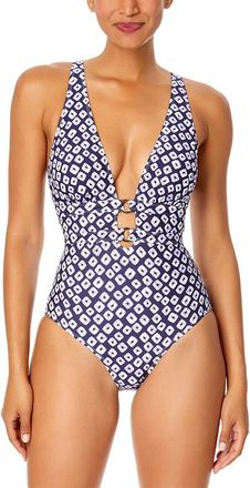 Anne Cole Double Ring Plunge Front One-Piece
