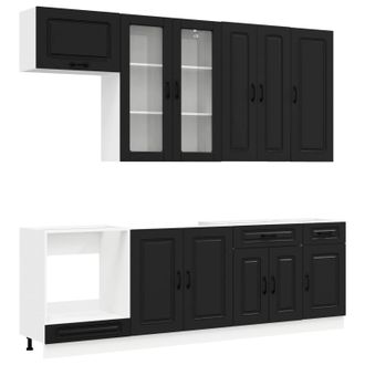vidaXL Unidad De Cocina Kalmar 8 Uds. Negro Madera De Ingenier&iacute;a Vidaxl