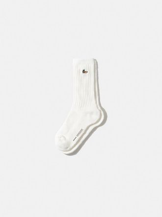 Edmmond Studios Duck Logo Ribbed Crew Socks in Plain Off White at Nordstrom