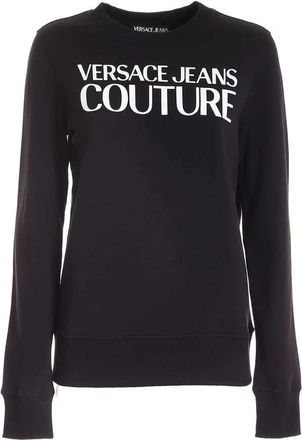 Versace Jeans Couture Comfortabele Rubber Logo Sweatshirt - Dames - Sweatshirts - Zwart - XS - Katoen - Hoodies & sweatvesten