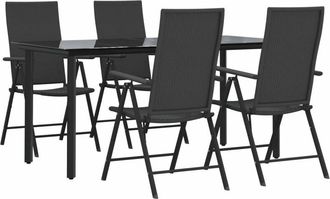 vidaXL Vidaxl - Juego De Comedor De Jard&iacute;n 5 Piezas Rat&aacute;n Sint&eacute;tico Negro