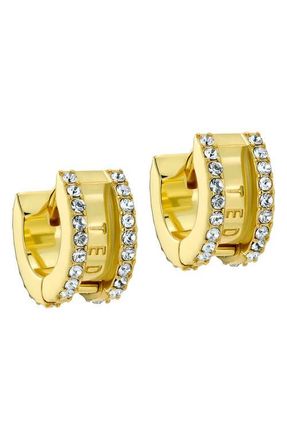 Ted Baker Rosie Crystal Roll Huggie Hoop Earrings in Gold Tone/Clear Crystal at Nordstrom