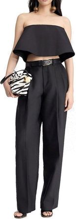 Jacquemus Womens Black Silk Flared Pants
