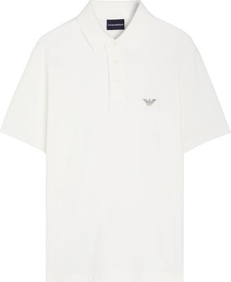 Emporio Armani Logo-embroidered Piqu&eacute; Cotton Polo Shirt - White - XL