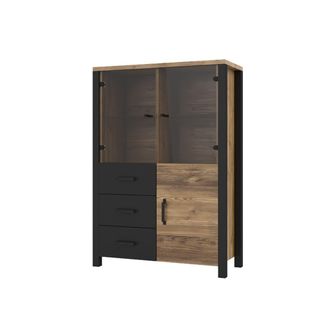 Petits Meubles Vajillero 3 puertas 3 cajones estratificado marr&oacute;n negro