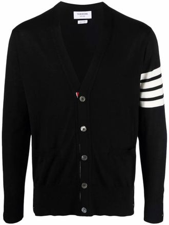 Thom Browne Classic V-Neck Cardigan In Fine Merino Wool With 4Bar Stripes Clothing
