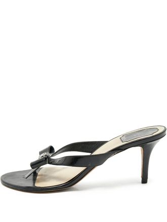 Dior Leren slippers met strikdetail - Zwart