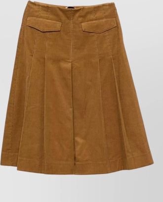 Tory Burch corduroy pleated midi a-line skirt