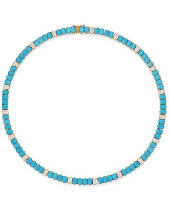 Liv Oliver 18K Plated 22.30 Ct. Tw. Turquoise Cz Necklace