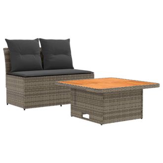 vidaXL 2 Pieza Sof&aacute; Central De Jard&iacute;n Con Mesa Elevable Vidaxl