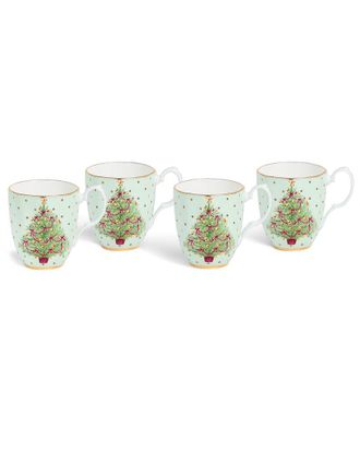Royal Albert Set Of 4 Old Country Roses Christmas Mugs