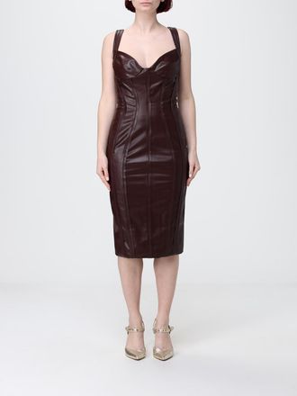 Elisabetta Franchi Abito midi in pelle sintetica liscia