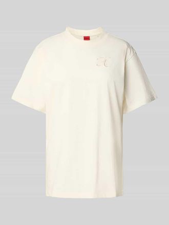 HUGO BOSS Relaxed Fit T-Shirt mit Label-Stitching und Rundhalsausschnitt in Offwhite, Gr&ouml;&szlig;e XL