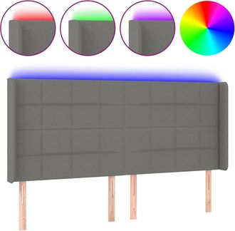 vidaXL Cabecero Con Led De Tela Gris Oscuro 163x16x118/128 Cm Vidaxl