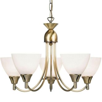 Loops Hanging Ceiling Pendant Light ANTIQUE BRASS 5x Shade Lamp Bulb Holder Fitting in Metallics