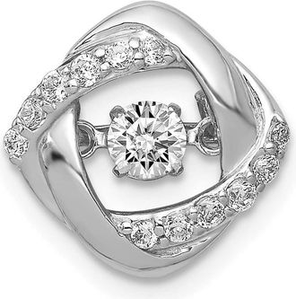 Diamond2Deal 14k White Gold 1/4 carat Vibrant Moving Diamond Intertwined Squares Chain Slide
