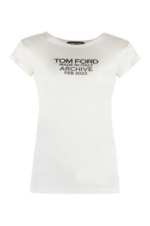 Tom Ford White Graphic Crew Neck T-Shirt