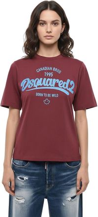 Dsquared2 Maroon Graphic Crew Neck T-Shirt