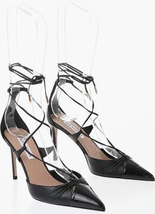 Aquazzura Leather Pumps GABI Lace-Up with Pointed Toe 8,5cm Aquazzura