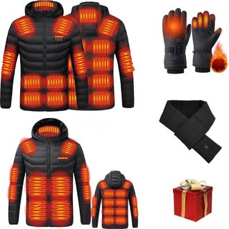 Generic Heated Jacket Women Men,Winter Warm Padded Coat Full Zip USB Charging Electric Hooded Heating Jackets 4 Levels Heat Settings Heated Body Warmer Coats 
