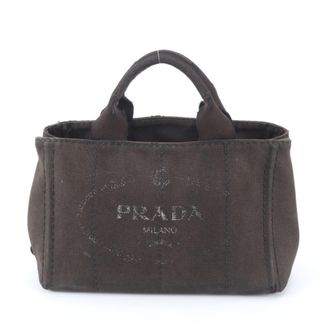 Prada Black Canvas Handbag Tote Bag (Pre-Owned)