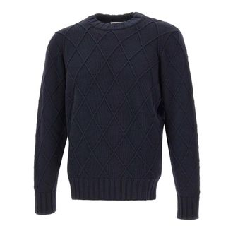 FILIPPO DE LAURENTIIS Round-neck Knitwear, male, Blue, Size: 2XL Filippo De Laurentis Sweaters