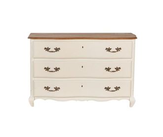 Robin des Bois C&oacute;moda estilo shabby chic, encimera de roble, 3 cajones blanco