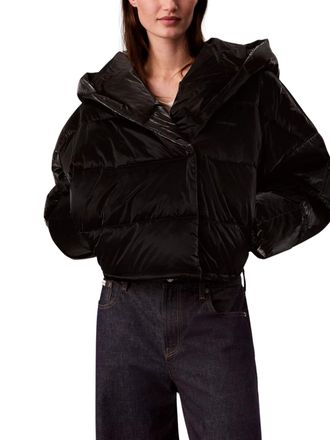 Calvin Klein Shine Drawstring Hem Nylon Puffer Jacket