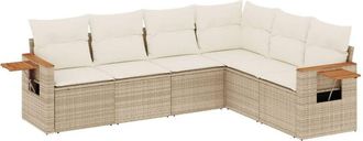 vidaXL Juego De Sof&aacute;s Jard&iacute;n Con Cojines 6 Pzas Rat&aacute;n Sint&eacute;tico Beige Vidaxl