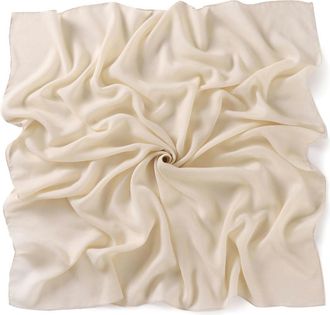Generic Square scarf pure cotton turban solid color hijab-2 ivory white-90cm