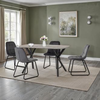 Seconique Athens Concrete Effect Rectangular Dining Set with Lukas Chairs in Grey