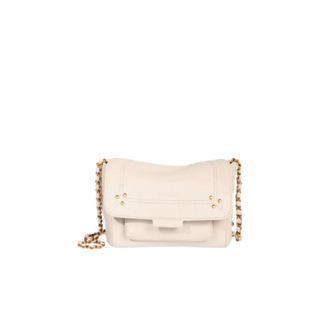 Jerome Dreyfuss Tassen, Dames, Beige, ONE Size, Katoen, Grain Leather Crossbody Tas met Ketting