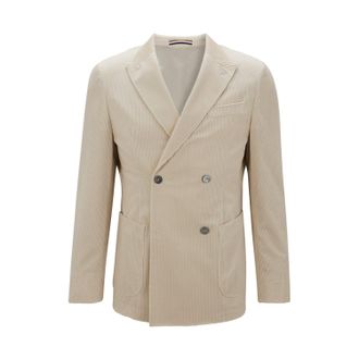 HUGO BOSS Mens T-Heston-DB Blazer Jacket in Cream Textile - Size 40 (Chest)
